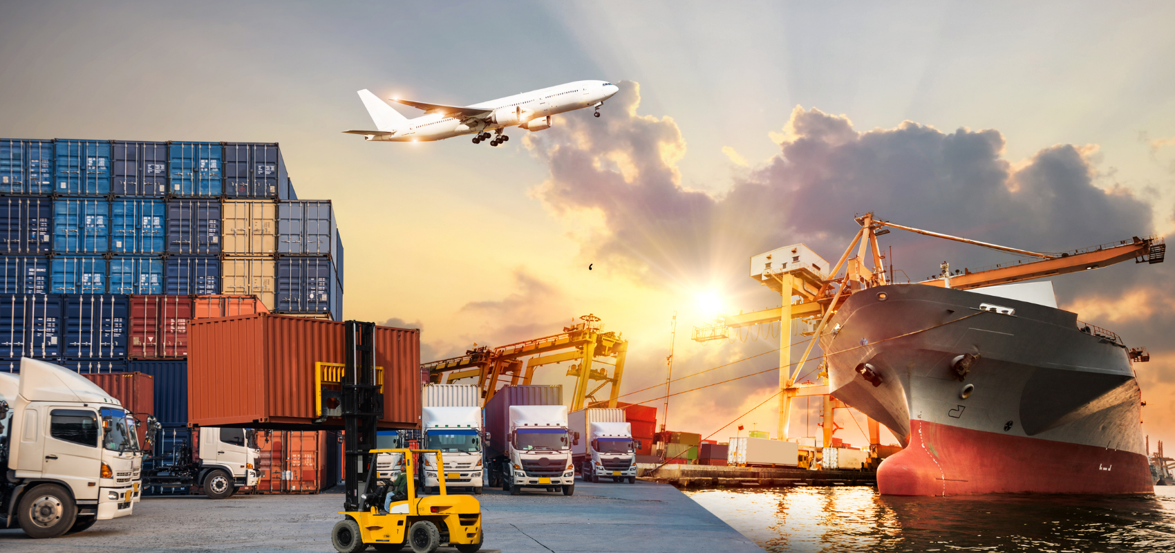 airplane taking off with packages inside