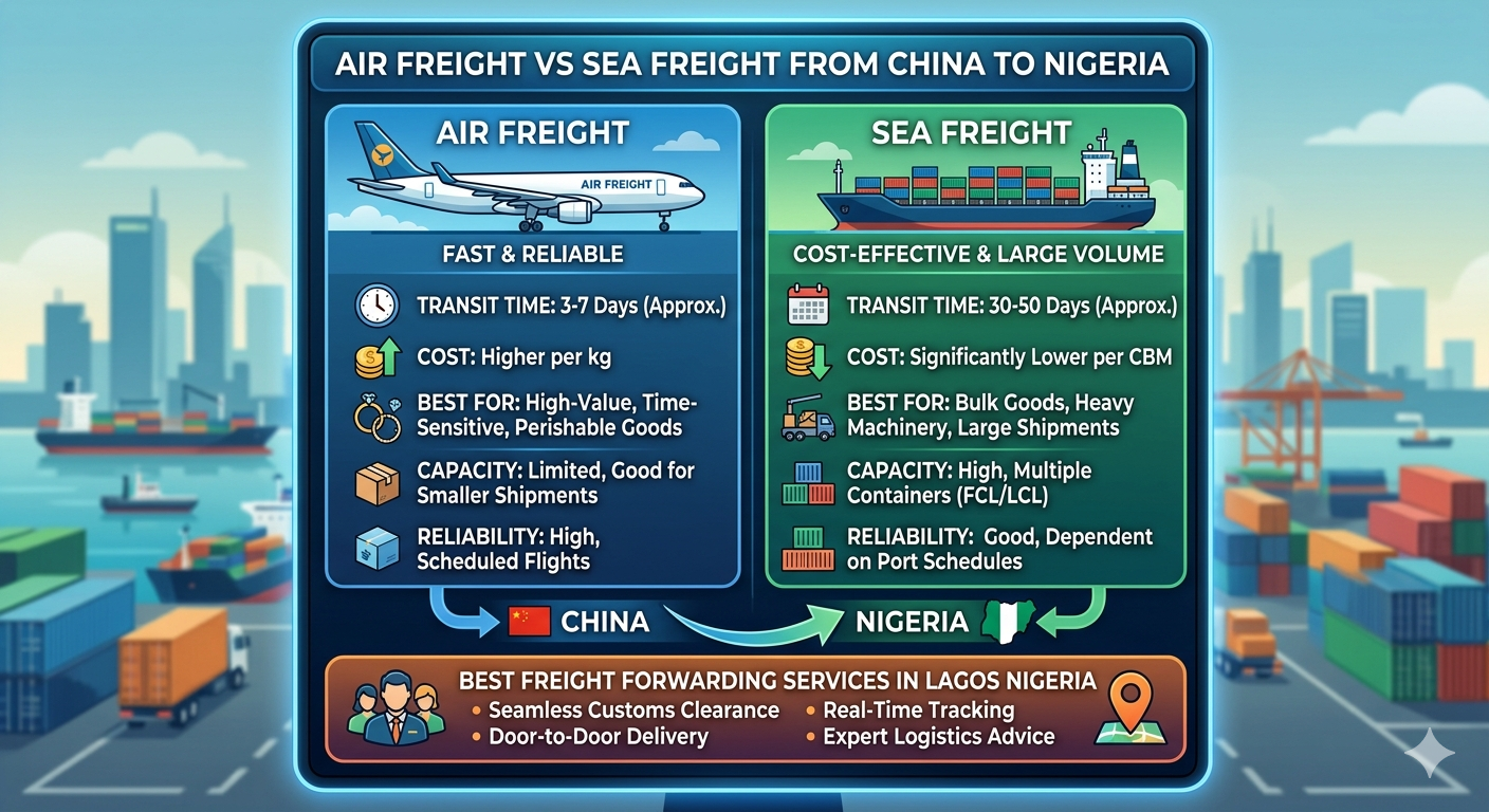 Air Freight vs Sea Freight from China to Nigeria | Best Freight Forwarding Services in Lagos Nigeria